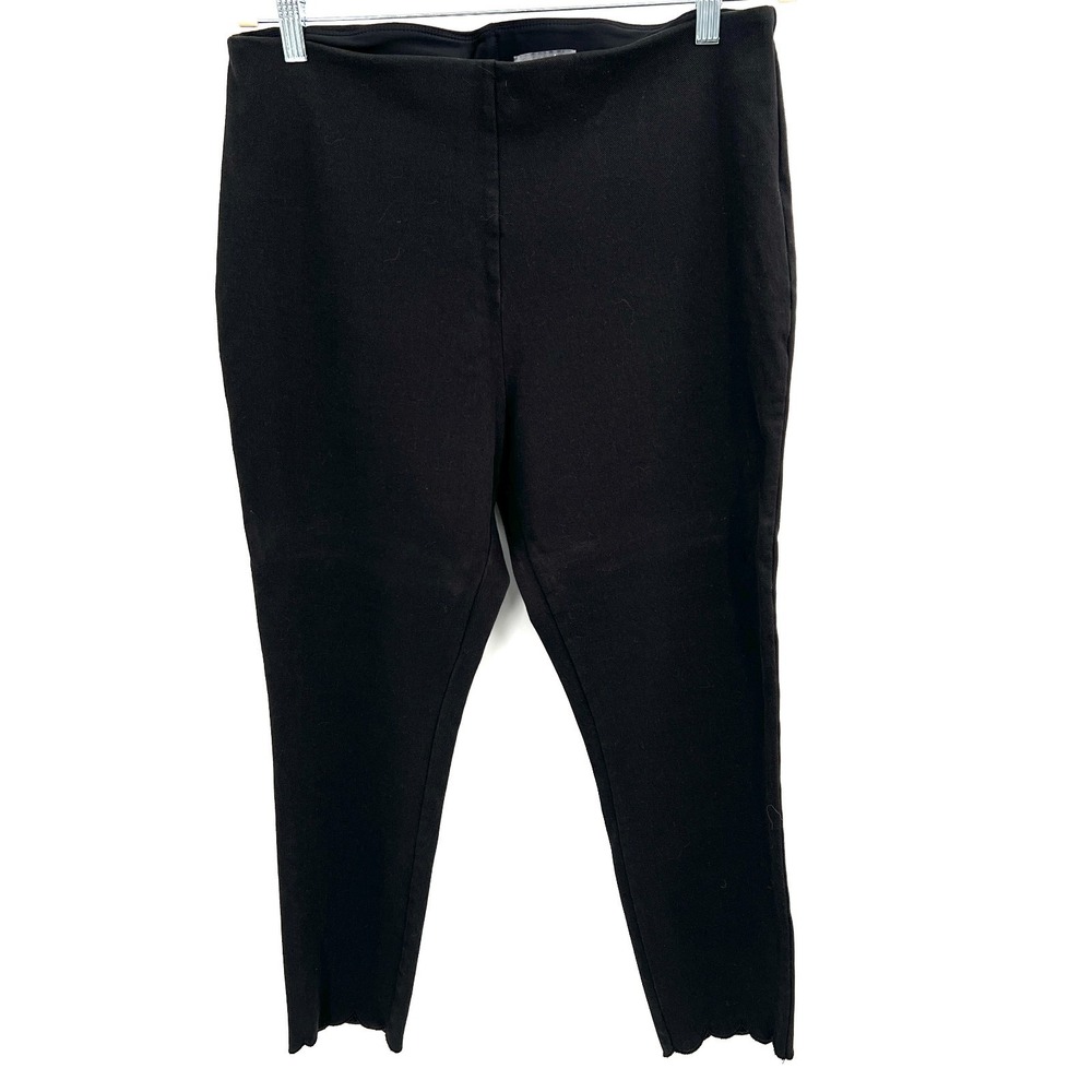 Lysse New York black stretch crop pull on pants scallop cuff preppy coastal XL